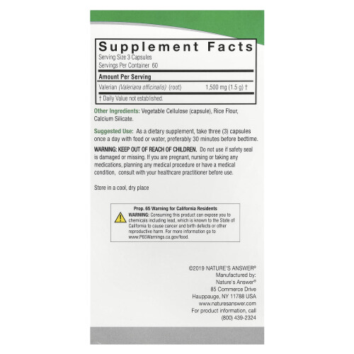 Nature's Answer, Ρίζα Βαλεριανού, 180 Vegetarian Capsules (500 mg per Capsule) 1