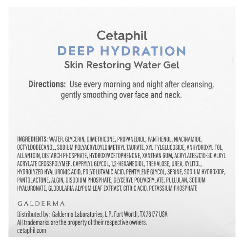 Cetaphil Αναζωογονητική Υδρατομή Cetaphil, Νερό Γελί, 1,7 oz (48 g) 2