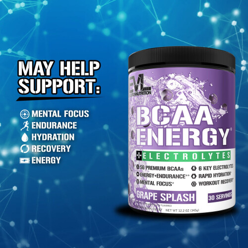 EVLution Nutrition, BCAA Ενέργεια Plus Ηλεκτρολύτες, Γραπές Σπλάς, 12.2 oz (345 g) 2