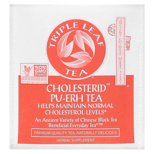 Herbata Triple Leaf Tea, Cholesterid-Pu-Erh, 20 worków, 1,34 oz (38 g) 2