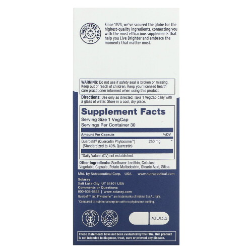 Solaray, Quercetin Phytosome, 30 VegCaps 1