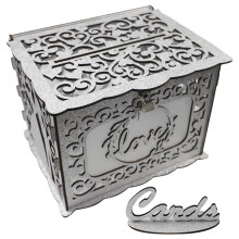 2Ensembles Boîtes De Rangement Bois Argenté À Motif Creux Pour Cartes