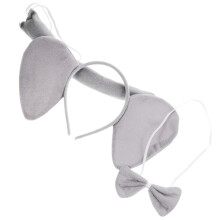 2Ensembles Bandeau Éléphant Gris Cosplay Peluche Oreilles Queue