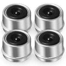 8Pcs Trailer Hub Replacement Caps Silver Metal Rubber Dust Covers