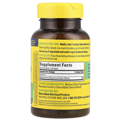 Nature Made Nature Made, Μαγνησίου, 250 mg, 90 Softgels 1