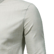 Herren Grau Slim Fit Hemd mit Stehkragen aus Baumwollmischung, Größe XXL