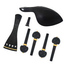 4Sets Black Wood Violin Accessories Tailpiece Tuning Peg Chin Rest Set