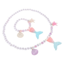 4Sets Mermaid Necklace Girls Plastic Resin Jewelry Set