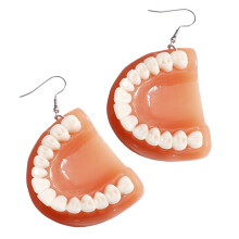 4 Pairs False Teeth Drop Earrings Funny Ear Jewelry For Women