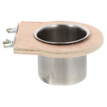 Multi Stainless Steel Hanging Bird Cage Food Cup with Wooden Design