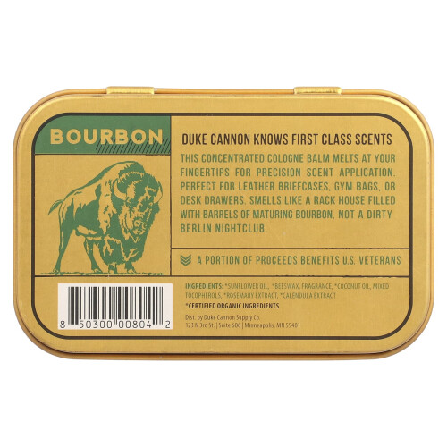 Duke Cannon Supply Co., Solid Cologne, Bourbon, Oak Barrel, 1.5 oz 1