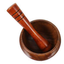 3Sets Brown Wooden Garlic Mincer and Pestle Ergonomic Kitchen Utensils
