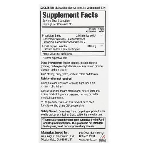 Kyolic, Kyo Dophilus, Enzimi + Probiotici, 60 Capsule 1