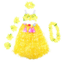6pcs Hawaii Grass Skirt Dance Costume Boys And Girls Party Decoration Hawaiian Dress Set