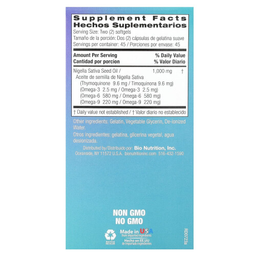 Bio Nutrition, Premium Černý Semínko Olej, 90 Softgels 1