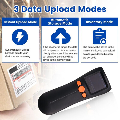 Portable   Scanner 1D/2D Code Wireless Barcode Scanner with Large Screen Display Storage 2