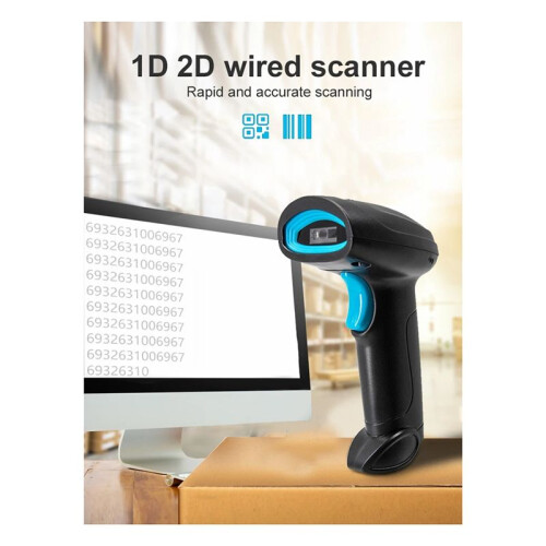 Universal 1D/2D USB Wired Barcode Scanner Handheld QR Codes Reader Mobile POS Plug and  Support Logistic Store 2