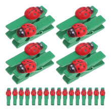 150Pcs Green Mini Photo Clips Wooden Ladybug Design for Memo Craft Use