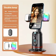 Q02 360 Rotation Gimbal Stabilizer Selfie Stick Desktop Face Tracking Gimbal with Remote Shutter Holder Light