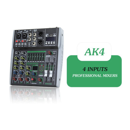 Professional 4-Channel Mixer Built-in 16DSP 7-Segment Balanced Effect  Support Recording Audio Mixer US Plug 2