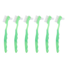 6St Dubbele Denture Tandenborstel Nylon Voor Senioren Lichtgroen
