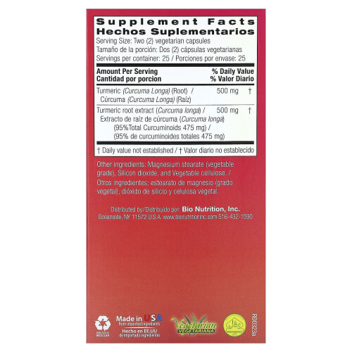 Bio Nutrition, Turmeric Curcumin, 50 Vegetarische Kapsules 1