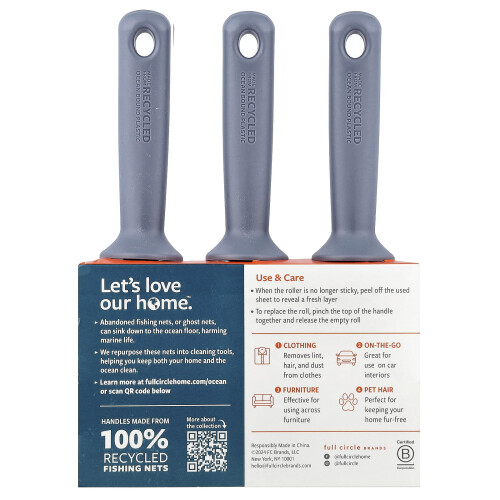 Full Circle, Clean Ocean Lint Roller, 3 Ρόλλοι, 100 Φύλλα Κάθε 1