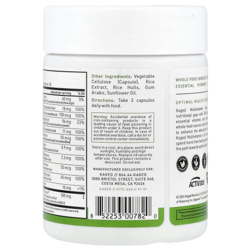Kaged, MultiVitamin, 60 Veggie Capsules 2