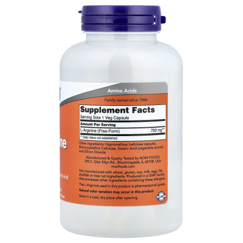 NOW Foods NOW Foods, L-Αργινίνη, 700 mg, 180 Βεγέτα Φιάλες 1