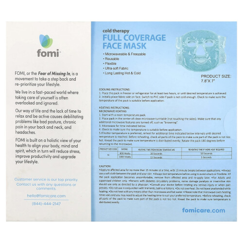 FOMI, Kall Terapi, Full Coverage Ansiktsmask, Återanvändbar, 1 Mask 2