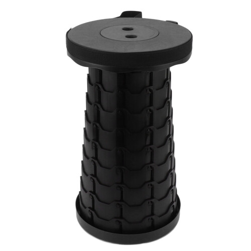 Telescopic Portable Stool 45cm Large Load Capacity Collapsible Black Gray 1