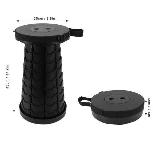 Telescopic Portable Stool 45cm Large Load Capacity Collapsible Black Gray 2