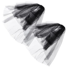 2Pièces Voile Court Double Couche Mesh Noir Pour Fête
