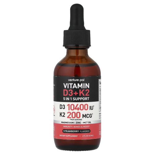 Venture Pal, Vitamin D3 + K2, Erdbeere, 2 fl oz (60 ml) 2