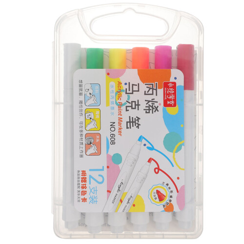 12Pièces Marqueurs Acryliques Multicolores Pour Bureau École