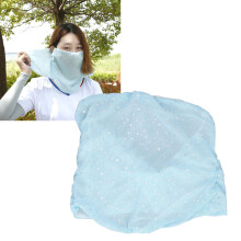 Masque facial respirant et rafraîchissant avec lacets pour les oreilles – Fil de coton bleu lacquin