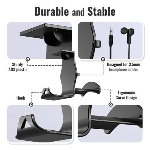 Wall Mounted Stand Bracket for PS5/PS4// Controller Headset Table Bottom Storage Bracket Black 1