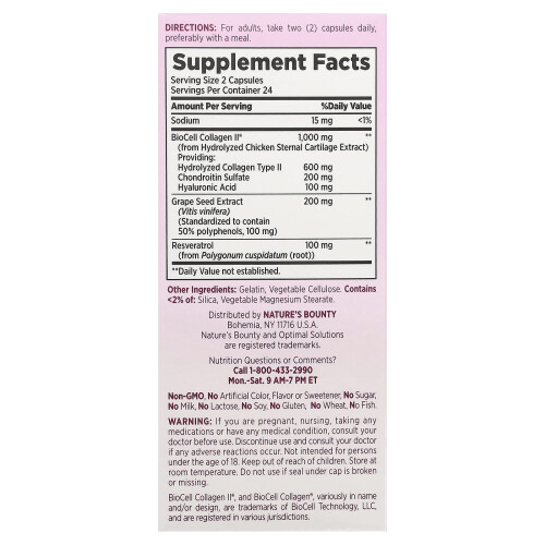 Nature's Bounty, Optimal Solutions, Booster de Colagen Înalte, 48 Capsule 1