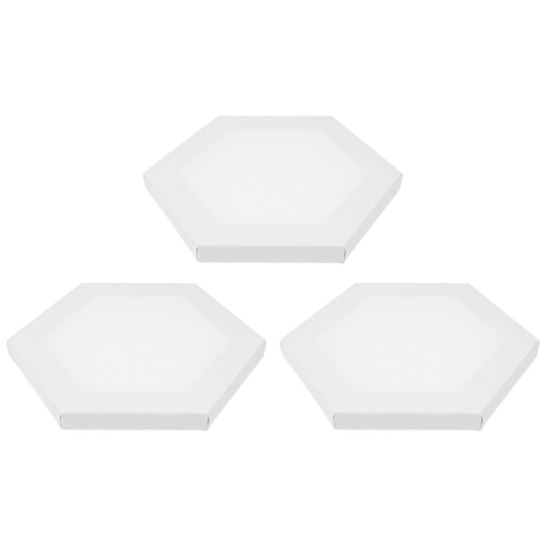 3Pièces Toile À Peindre Blanche Coton+bois Cadre Hexagonal Stable