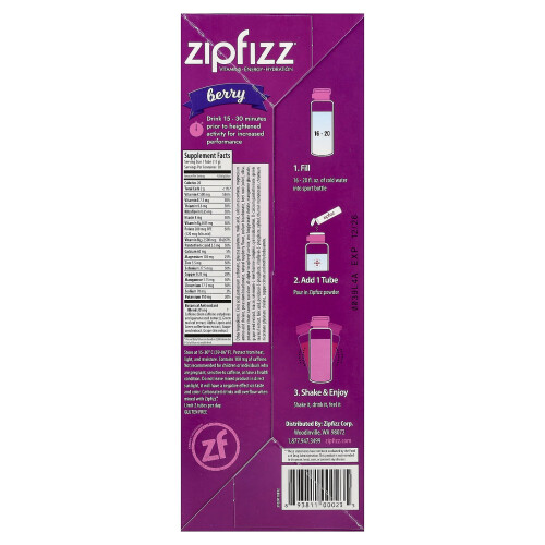 Zipfizz, Ενεργειακό Ποτό Μίγμα, Φράουλα, 20 Τυμπάνια, 0.39 oz (11 g) Κάθε 1