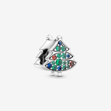 Charm - PANDORA - Kerstboom 790018C01 - Zilver - Groen - Unisex