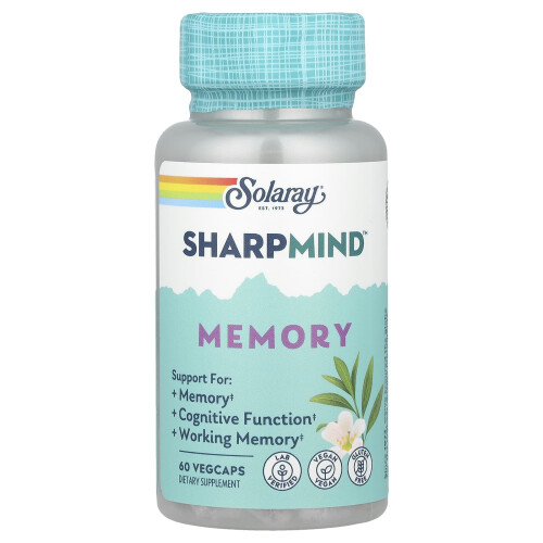 Solaray, Sharpmind Μνήμη με Cognivia Σάγη, Gotu Kολά & Chaga Πίτυ, 60 Βεγανικά Φιαλίδια 2