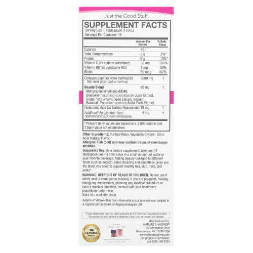 Nature's Answer, Peptidi di collagene per la bellezza, Berry, 8 oz (240 ml) 1