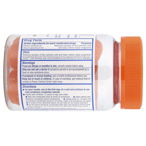 Zicam, Cold Remedy, Medicated Fruit Drops, Ultimate Orange, 25 Drops 1