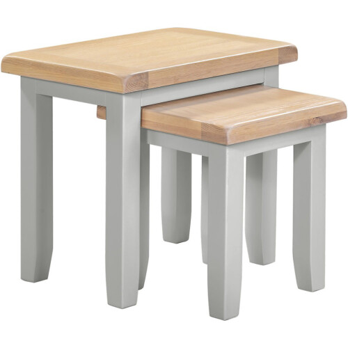 Seconique Windsor Nest of 2 Tables Pebble Grey/Oak Assembled 1