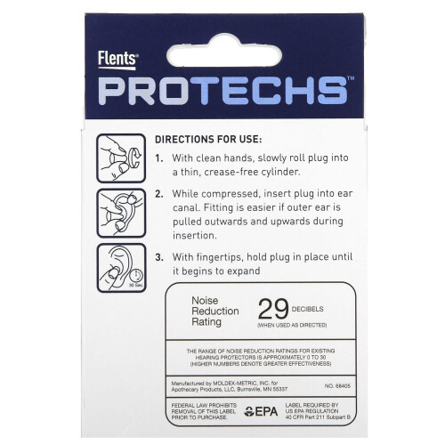 Flents, Protechs, Super Slummer, Foam Öronplugg, 10 Par + Case 1