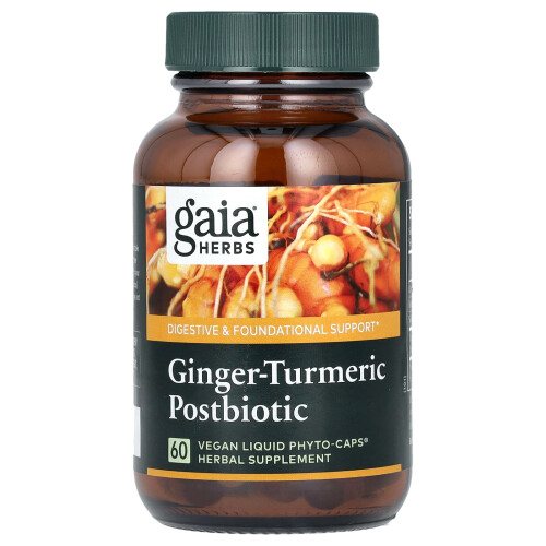 Gaia Herbs, Ginger-Turmeric Postbiotic, 60 Capsule Lichide Vegane 2