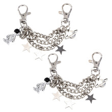 2Paires Chaînes Pendentifs Étoiles En Argenté