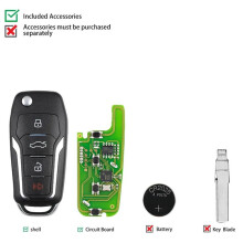 2X for Xhorse XKFO01EN Universal Wire Remote Key Fob Flip 4 Button for Style for VVDI Key Tool