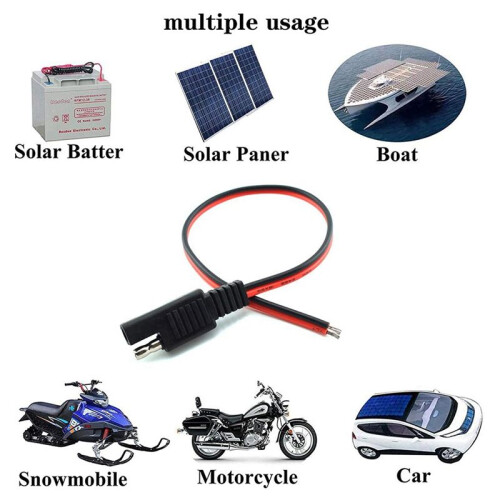 8 Pcs 18AWG SAE Extension Cable 2-Pin SAE Quick Connector Disconnect Plug 10A Solar Battery Panel SAE Plug Wire 1Ft/30cm 1